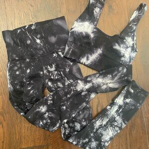 Free people movement navy and White Tie-Dye Activewear Set